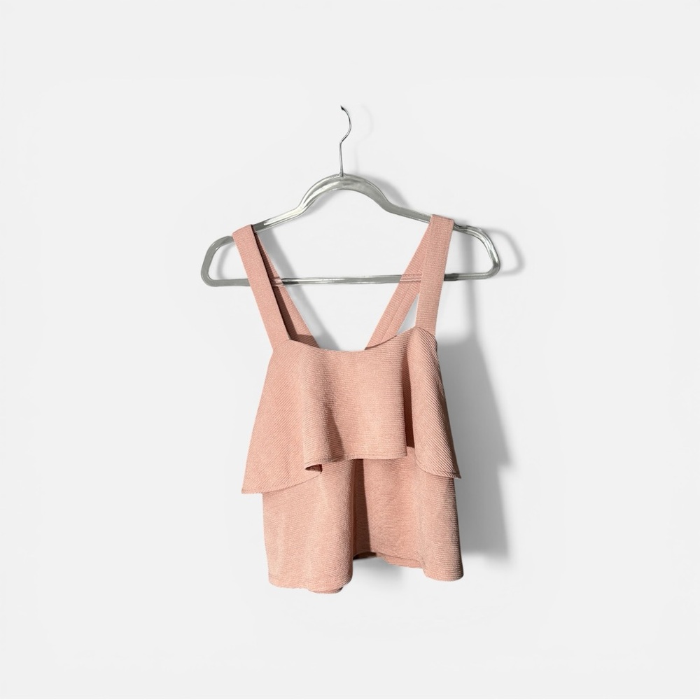 Madewell Ruffled Criss Cross Strap Back Tank Top Blush Pink Sz S